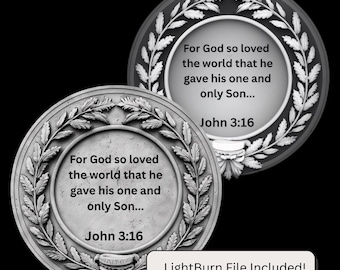 Brass Challenge Coin Depth Map PNG | Fiber Laser Engraving File | Grayscale Height Map Digital Download for LightBurn & EasyCAD