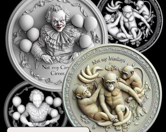 3D Coin Depth Map Engraving: Fiber Laser PNG File (Digital Download)