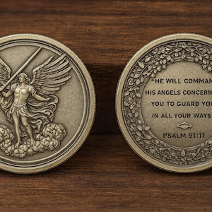 St Michael Brass Challenge Coin: Christian Religious Keepsake
