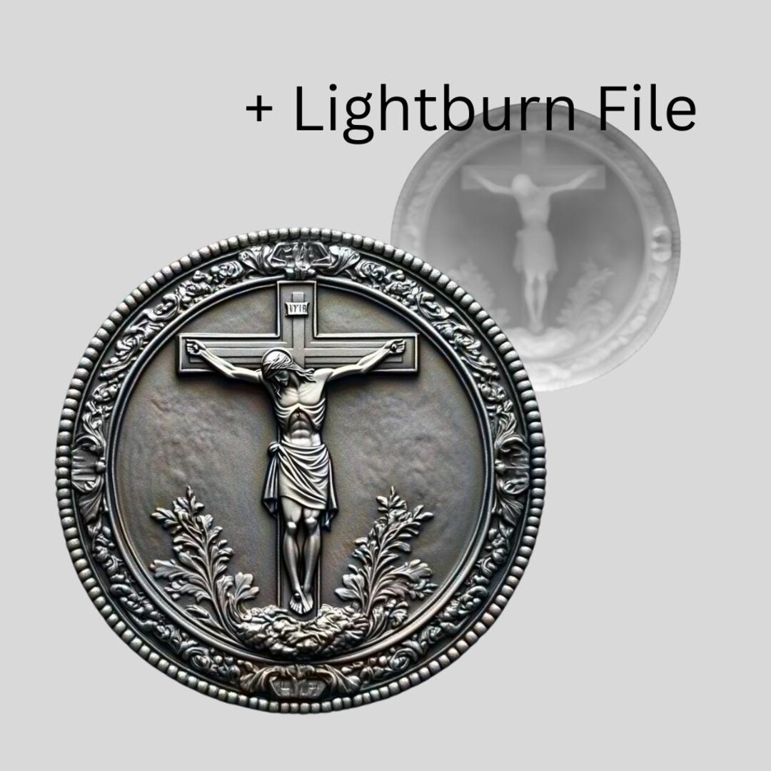 3D Christ on Cross Coin Depth Map Engraving: Fiber Laser PNG (digital ...