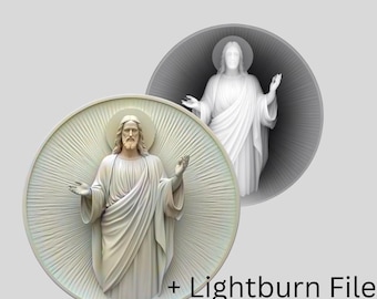 3D Jesus Coin Depth Map Engraving: Fiber Laser PNG File