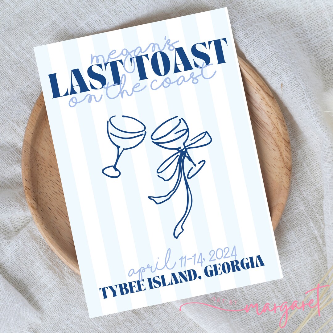 Last Toast On The Coast Cake Topper, Coastal Bachelorette Party Decorations, Coastal...