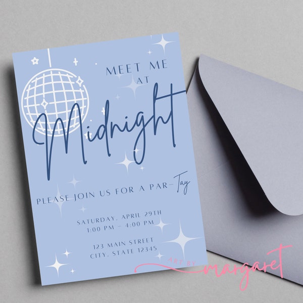 Taylor Swift Party Invitation Template, Taylor Swift, Editable Template, Meet Me at Midnight Party Invites, The Eras Tour Invitation, Eras