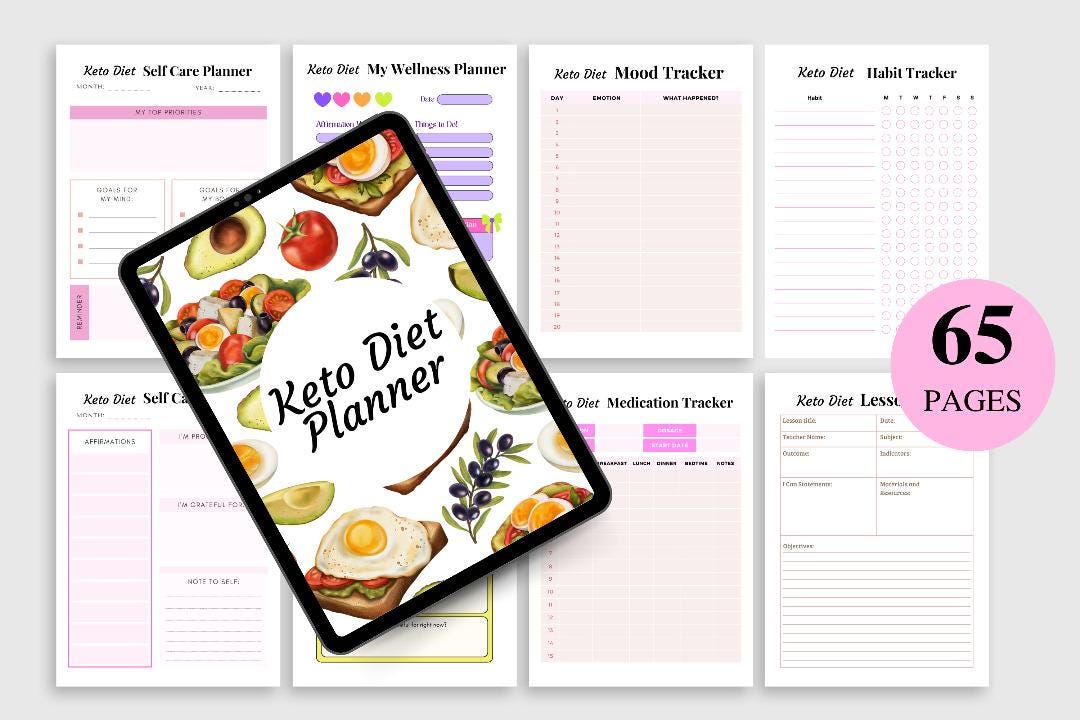 Keto Diet Planner, Printable Planner, Digital Journal PDF, Digital ...