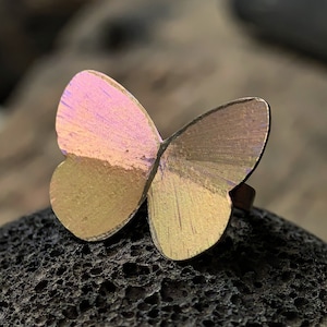 Titanium Butterfly Ring. Handmade Ring. Oxidized Titanium Jewelry. Statement Ring. Gifts for her. Butterfly Lovers. Anniversary Gift.