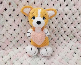 Little Corgi handmade toy, Crochet corgi toy, corgi plush, cute corgi gift, gift for kids, baby gift, corgi stuffed animal, Welsh corgi toy