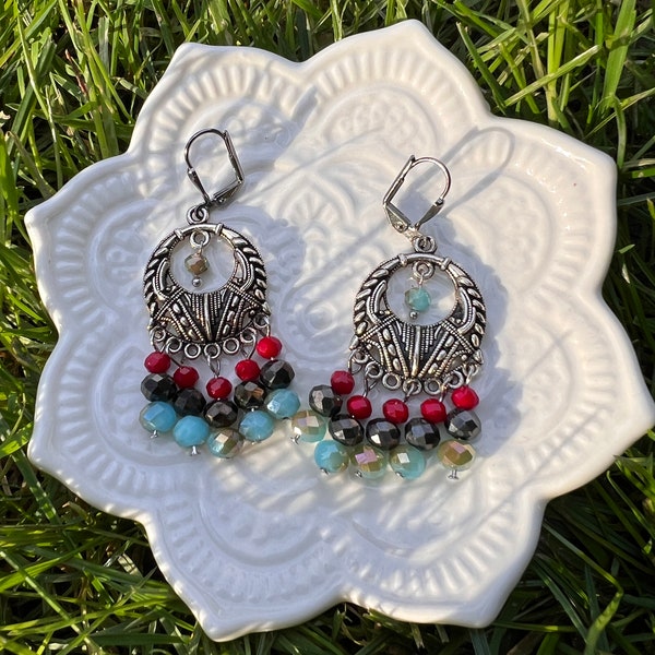 Chandelier Filigree Boho Style Dangle Earrings