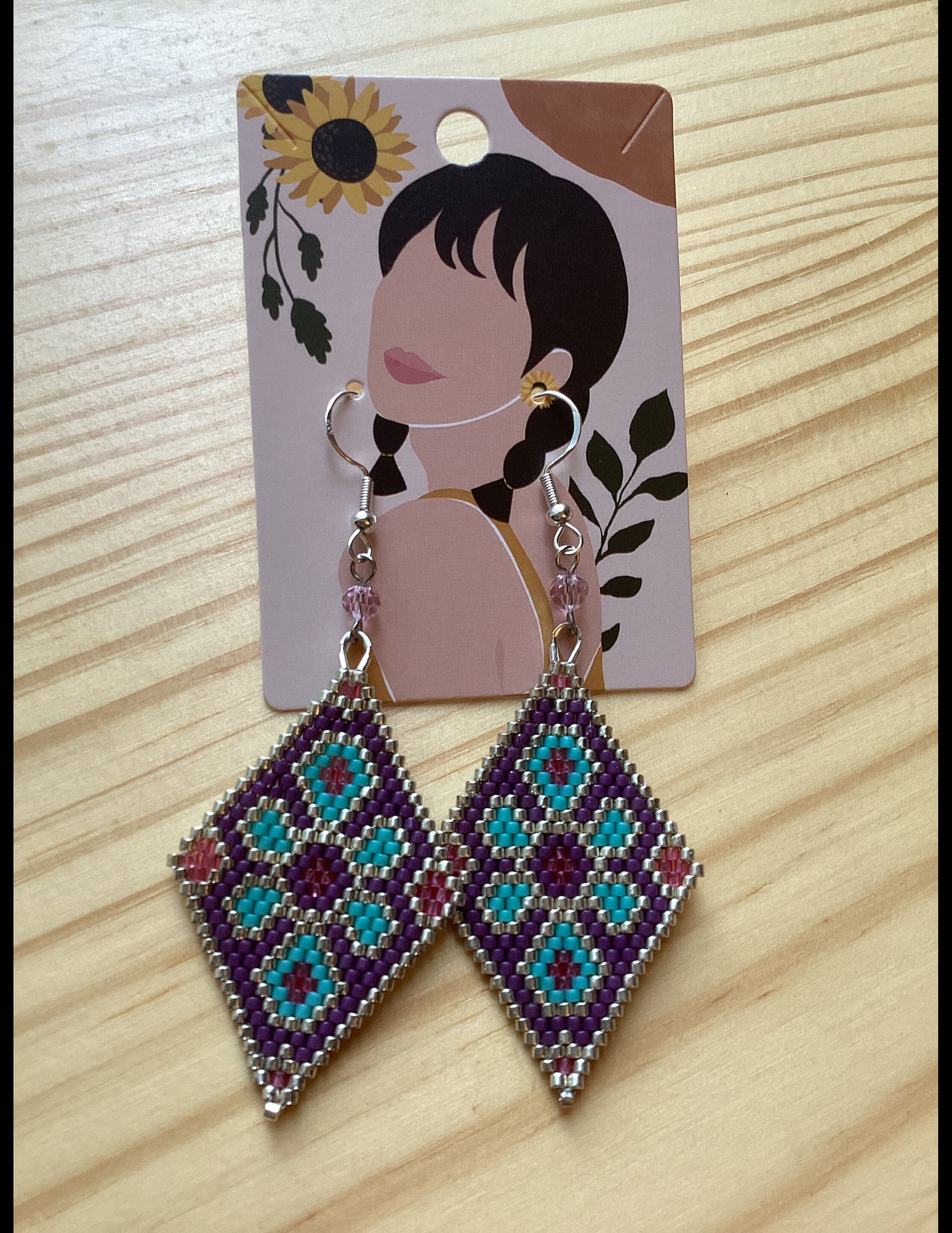 Ethnic Pattern Brick Stitch Rhombus Shaped Handmade Earrings - Etsy