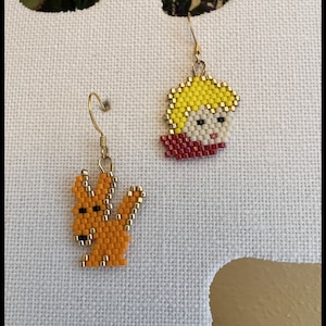 The Little Prince and Fox Miyuki Delica Beaded Handmade Earrings