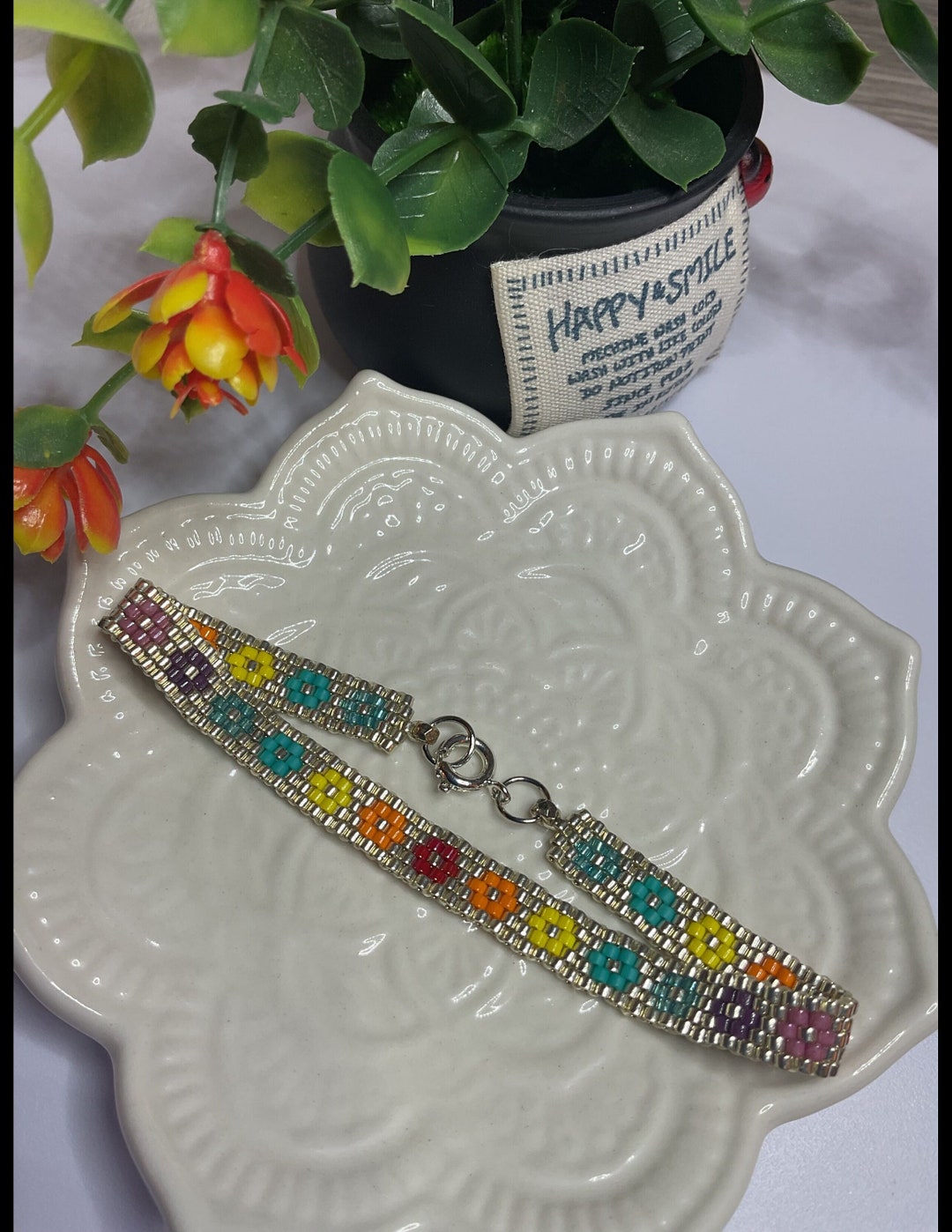 Beaded Miyuki Daisy Colorful Rainbow Handmade Bracelet - Etsy