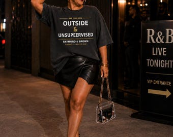 Camiseta de concierto de la gira Outside and Unsupervised R&B 2026 / Raymond and Brown / Conjunto de concierto para mujer en negro / Colores cómodos / Camiseta de estadio