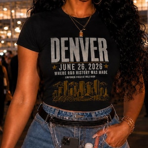 Camiseta del concierto de Denver - 26 de junio de 2026 - Donde se hizo historia del R&B - Camiseta unisex con estampado de estadio imagen 1