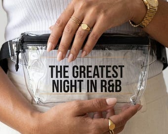 Greatest Night in RnB Design | Clear Concert Fanny Pack Stadium Approved | R&B Concert Bag