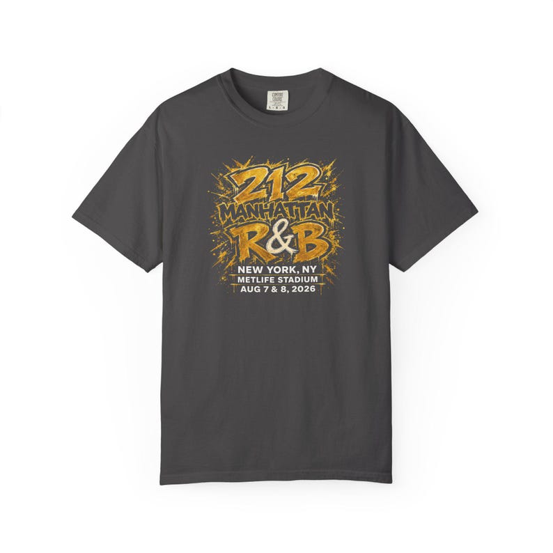 212 Manhattan Rnb New York Metlife | Kledinggeverfd zwaar T-shirt | R&B concertoutfit afbeelding 3