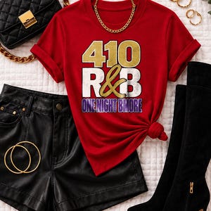 410 Rnb One Night Bmore | T-shirt épais teint en pièce | T-shirt de spectacle R&B pour femme image 11