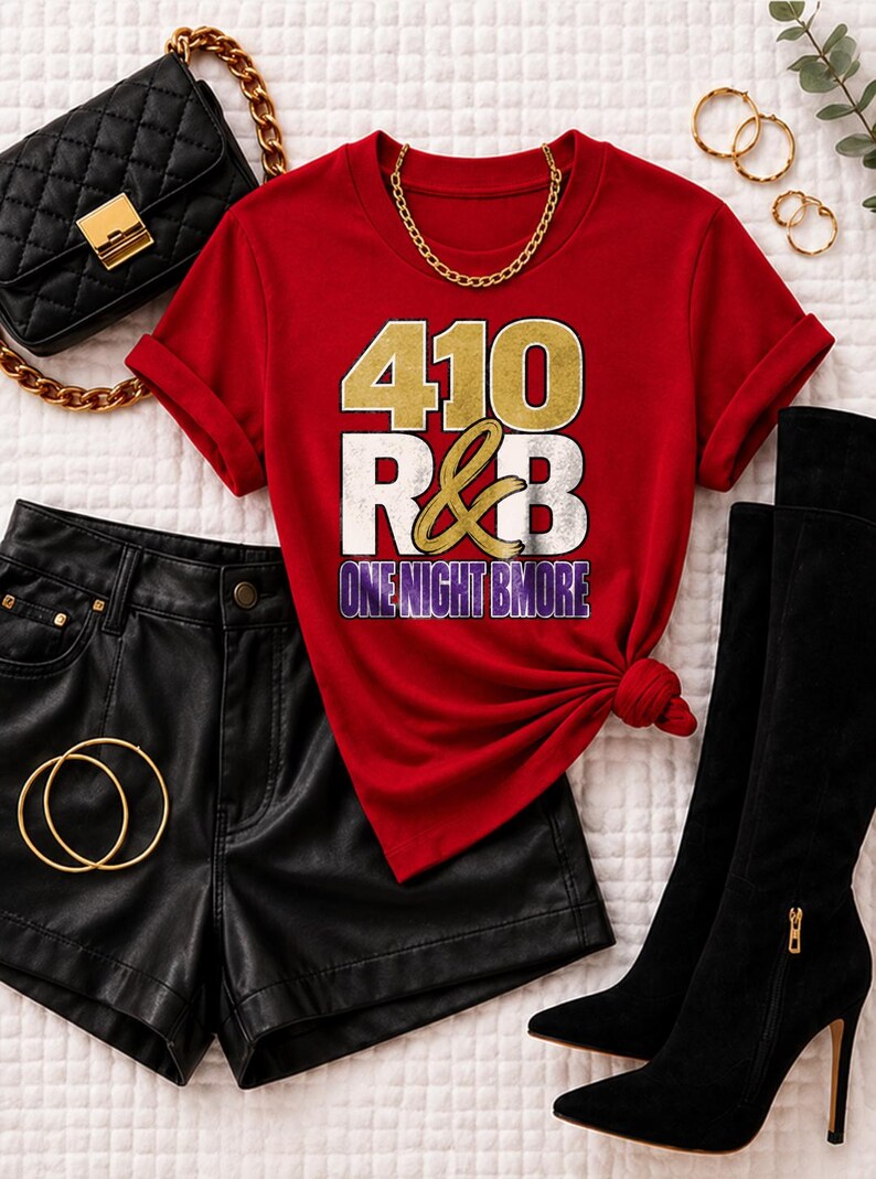 410 Rnb One Night Bmore | T-shirt épais teint en pièce | T-shirt de spectacle R&B pour femme image 11