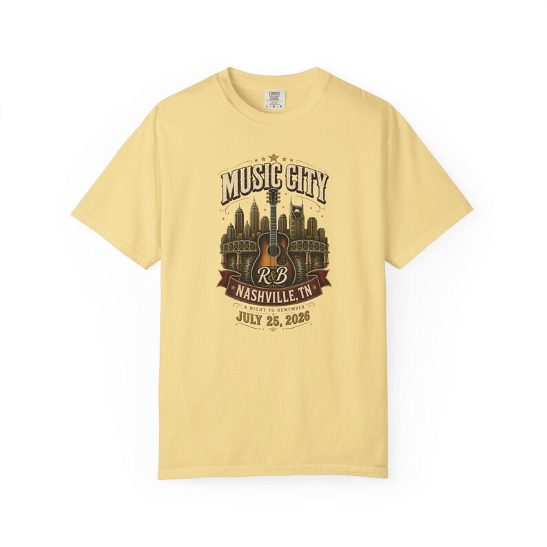Music City Concert T-shirt | Geverfd, zwaar T-shirt | Cadeau voor muziekliefhebbers (vrouwen) afbeelding 4