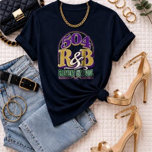 504 Rnb Crescent City Soul | Garment Dyed Heavyweight Tee | Music Lover Gift Women image 4