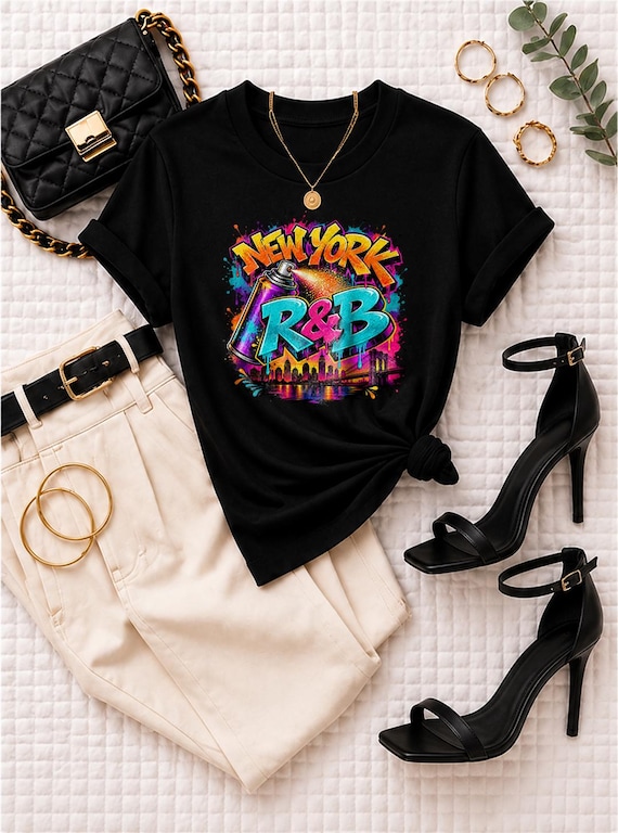 New York R&B Graffiti Skyline Tee - R&B Tour 2026