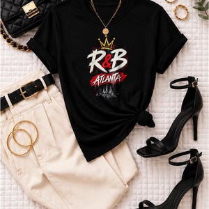 Atlanta Rnb Graffiti Drip Crown | Garment Dyed Heavyweight Tee | R&B Show Shirt Women image 1