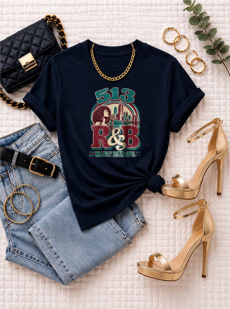 Comfort Colors® Cincinnati RandB Concert Shirt, 513 Walnut Hills Soul Night Out Tee for Black Women, Concert Lover Gift image 4