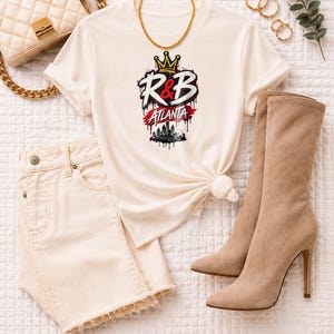 Atlanta Rnb Graffiti Drip Crown | Garment Dyed Heavyweight Tee | R&B Show Shirt Women image 6