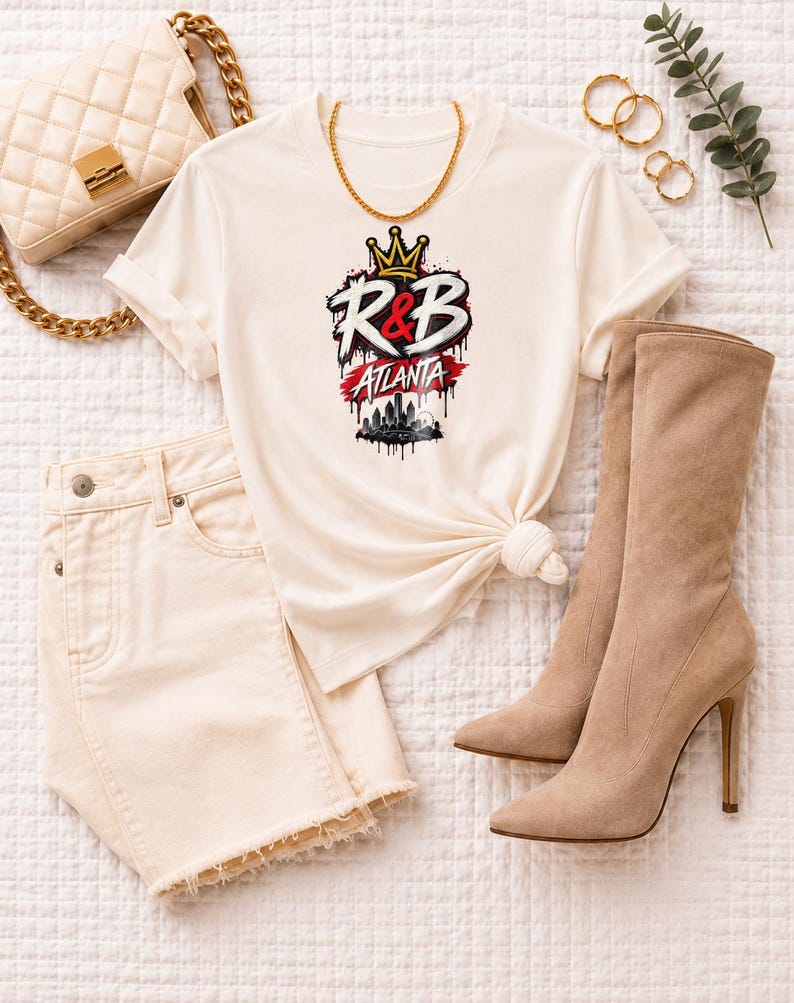 Atlanta Rnb Graffiti Drip Crown | Garment Dyed Heavyweight Tee | R&B Show Shirt Women image 6