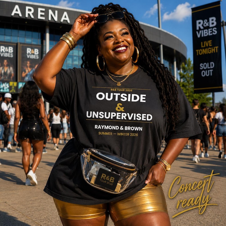 Outside and Unsupervised R&B Tour 2026 Concert Tee | Raymond and Brown | Black Women Concert Outfit | Comfort Colors | Stadium Shirt image 7
