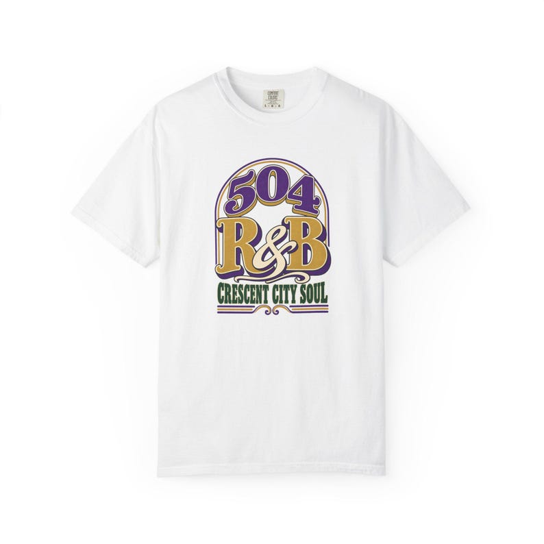 504 Rnb Crescent City Soul | Garment Dyed Heavyweight Tee | Music Lover Gift Women image 2