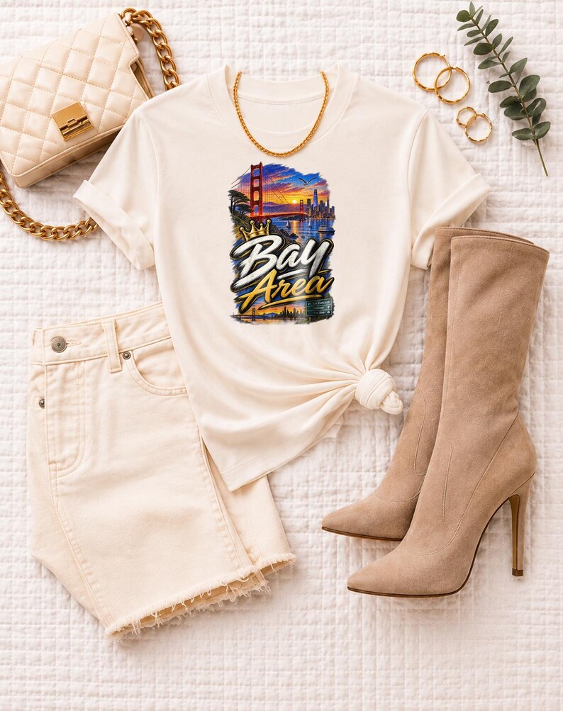 Bay Area San Francisco Oakland San Jose | Garment Dyed Heavyweight Tee | Music Lover Gift Women image 3