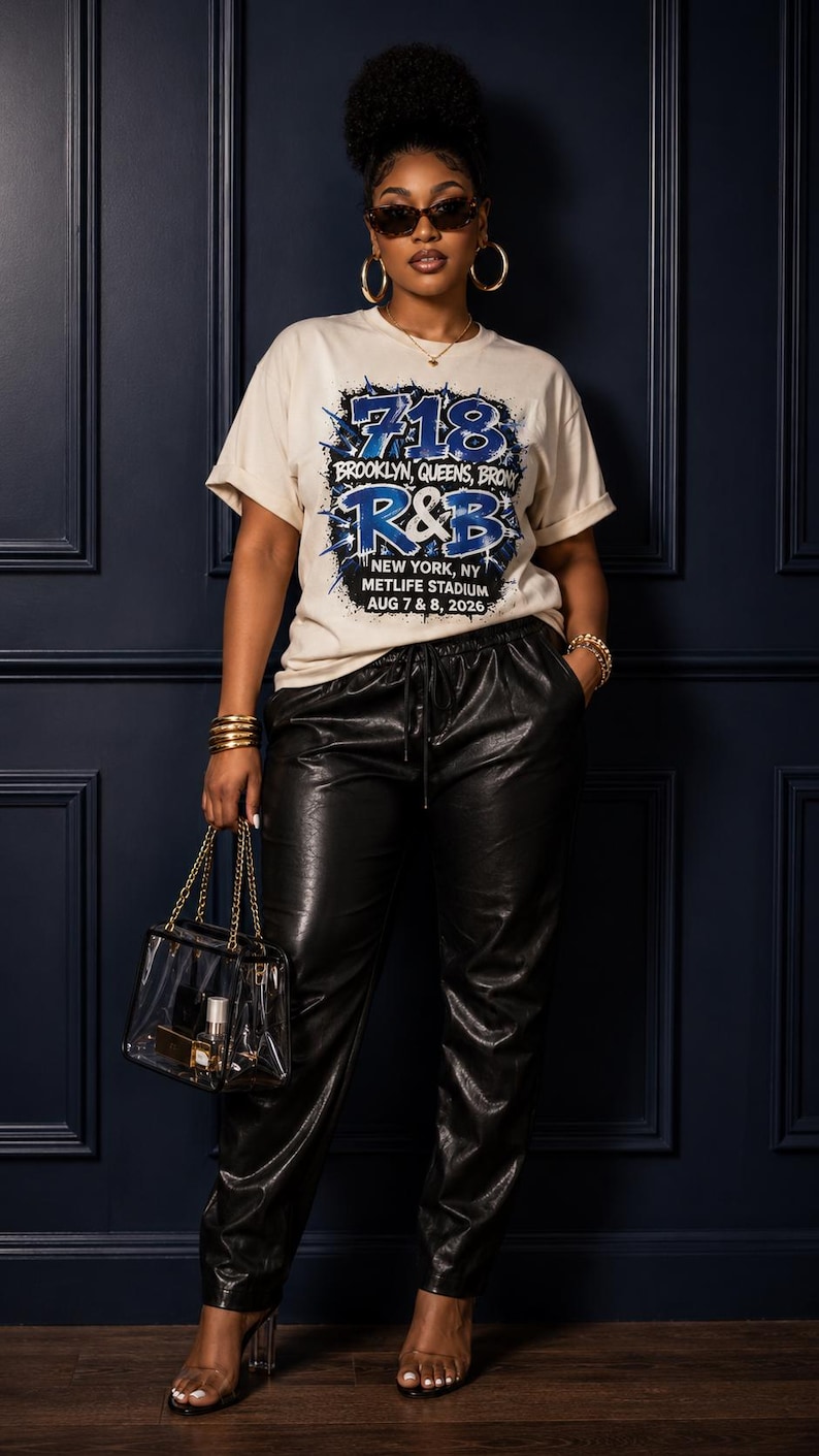 Camiseta de concierto de RnB New York 718 / Brooklyn / Queens / El Bronx / Estilo estadio para mujer imagen 3