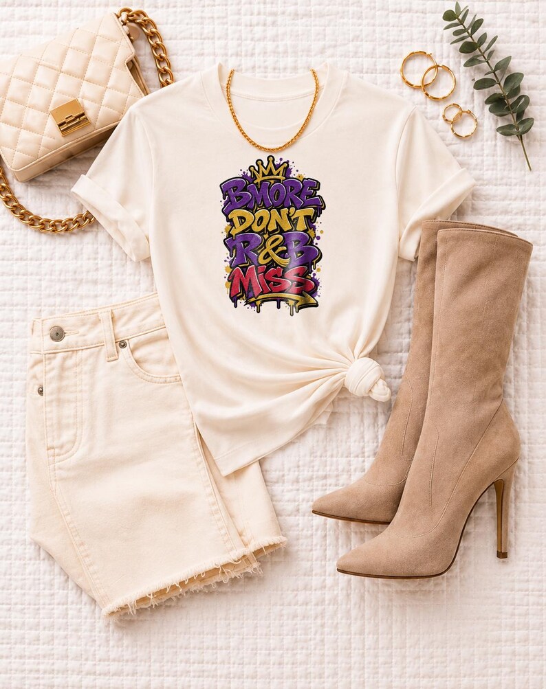 Bmore Don't Rnb Miss | T-shirt épais teint en pièce | T-shirt de spectacle R&B pour femme image 9