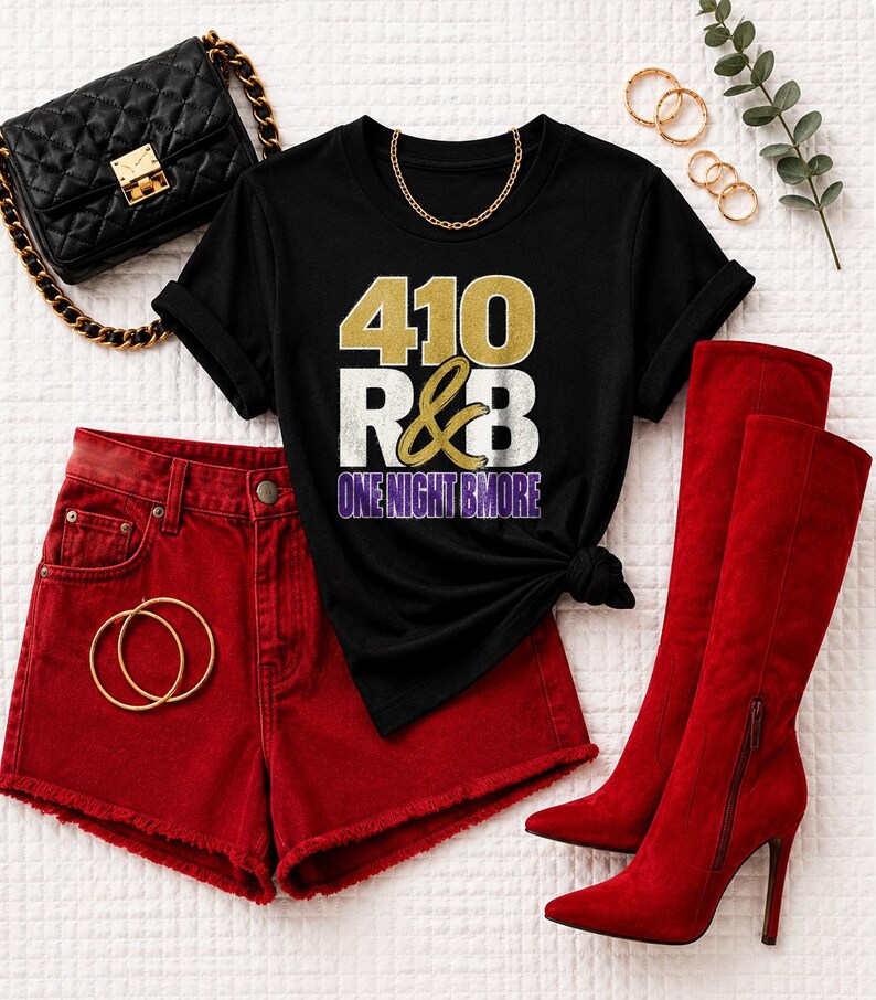 410 Rnb One Night Bmore | T-shirt épais teint en pièce | T-shirt de spectacle R&B pour femme image 3