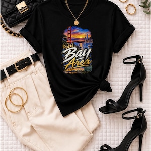 Bay Area San Francisco Oakland San Jose | Garment Dyed Heavyweight Tee | Music Lover Gift Women image 1