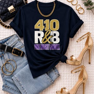 410 Rnb One Night Bmore | T-shirt épais teint en pièce | T-shirt de spectacle R&B pour femme image 5