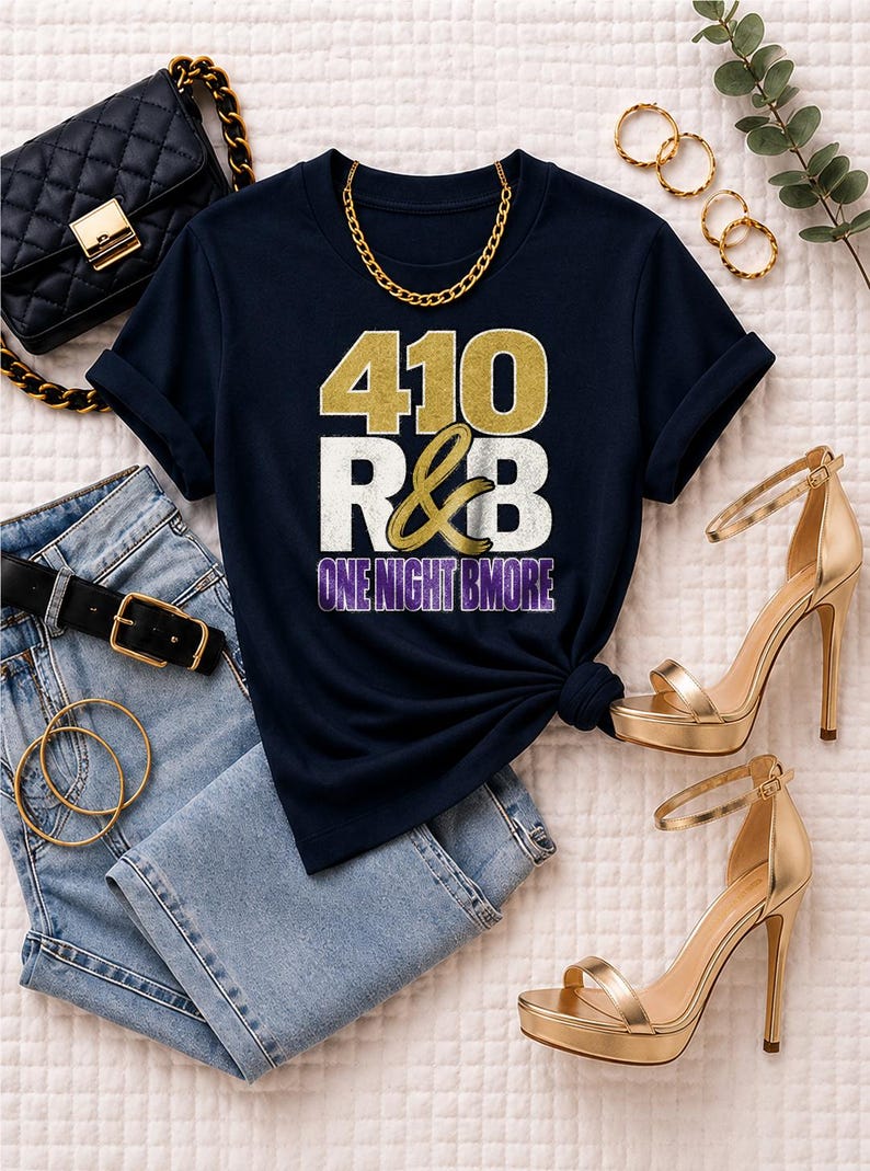 410 Rnb One Night Bmore | T-shirt épais teint en pièce | T-shirt de spectacle R&B pour femme image 5