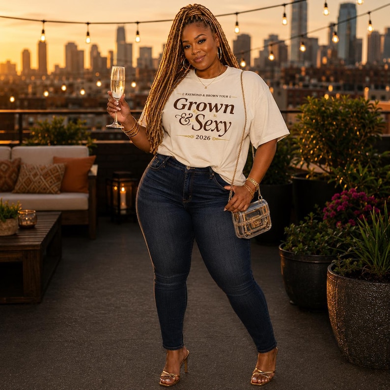 Grown and Sexy | R&B Tour 2026 Concert Tee | Raymond and Brown | Black Women Concert Outfit | Comfort Colors | Grown Woman Shirt image 3