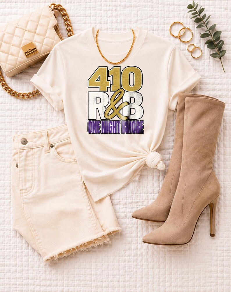 410 Rnb One Night Bmore | T-shirt épais teint en pièce | T-shirt de spectacle R&B pour femme image 9