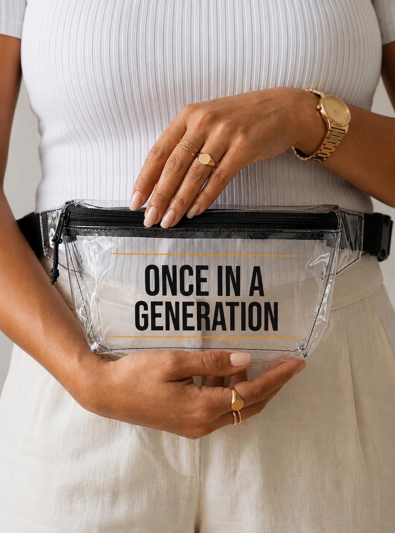 Once In A Generation Clear Stadium Bag, Stadium Approved Clear Fanny Pack for Concerts, Crossbody Belt Bag for Women image 1