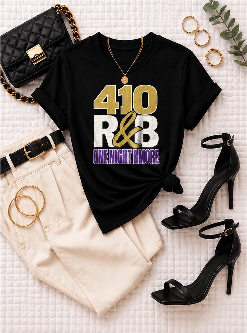 410 Rnb One Night Bmore | T-shirt épais teint en pièce | T-shirt de spectacle R&B pour femme image 1