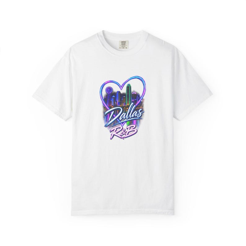 Comfort Colors Dallas RnB Concert Shirt, Neon Heart Skyline Night Out Tee for Black Women, Grown and Sexy Gift image 2