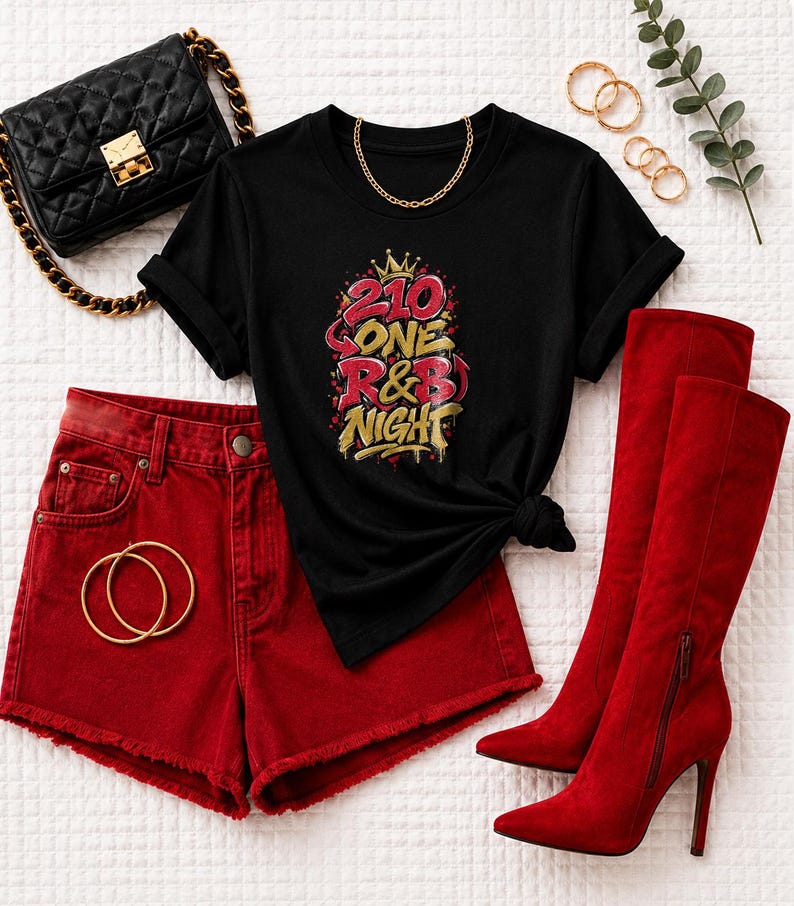 Camiseta Comfort Colors® San Antonio R&B Concert Shirt, 210 One Night Out Tee para mujer negra, conjunto para concierto de R&B imagen 3