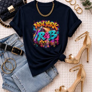 Comfort Colors® New York RandB Concert Shirt, Graffiti Skyline Night Out Tee for Black Women, RandB Concert Outfit image 4