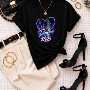 Comfort Colors Dallas RnB Concert Shirt, Neon Heart Skyline Night Out Tee for Black Women, Grown and Sexy Gift image 1