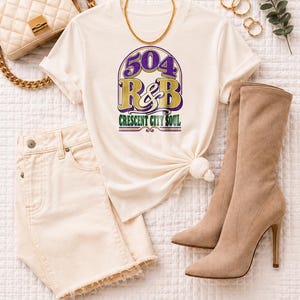 504 Rnb Crescent City Soul | Garment Dyed Heavyweight Tee | Music Lover Gift Women image 6
