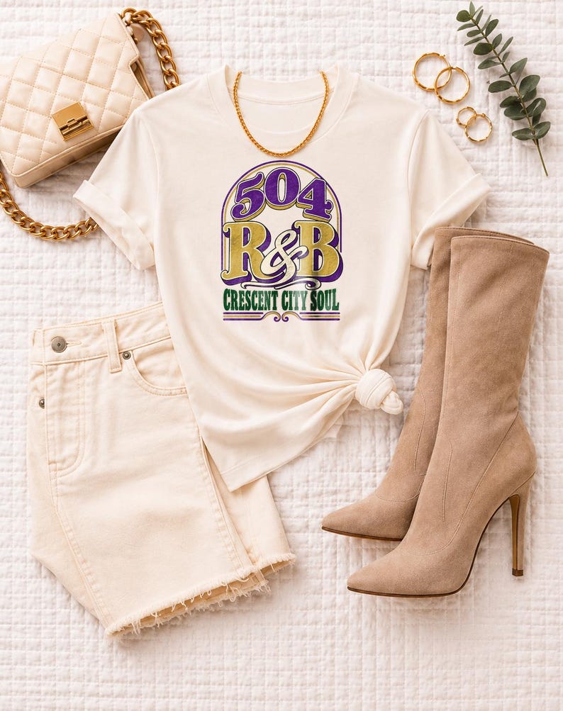 504 Rnb Crescent City Soul | Garment Dyed Heavyweight Tee | Music Lover Gift Women image 6