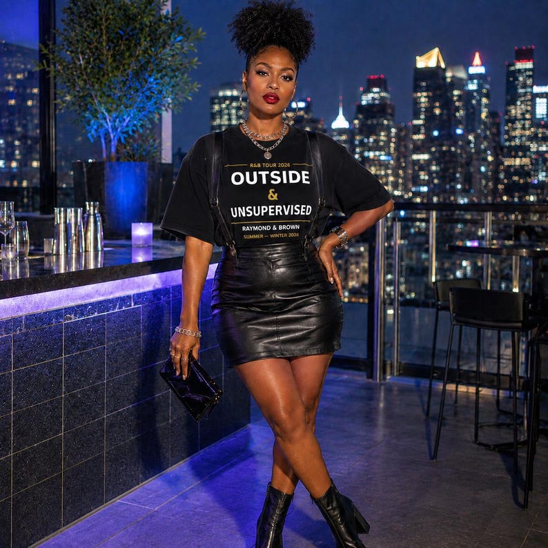 Outside and Unsupervised R&B Tour 2026 Concert Tee | Raymond and Brown | Black Women Concert Outfit | Comfort Colors | Stadium Shirt image 6