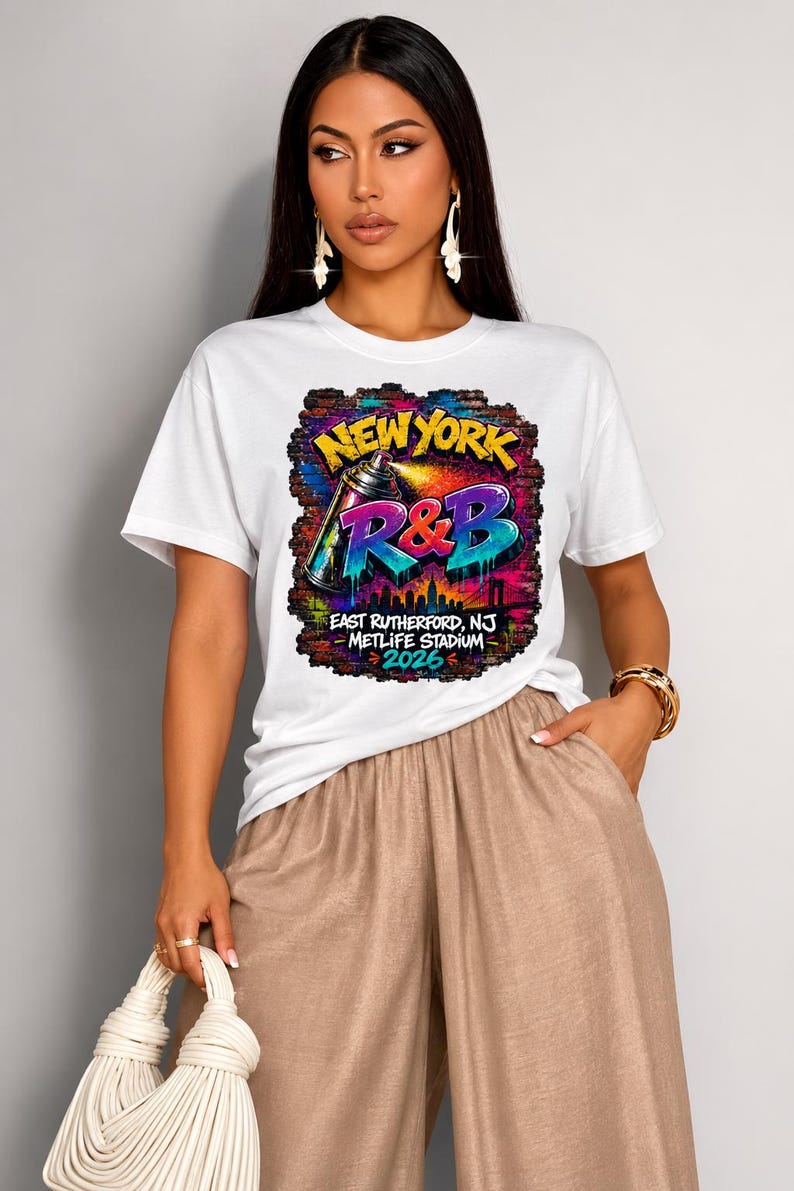 New York R&B Graffiti East Rutherford Metlife 2026 | R&B Concert T-shirt | Stadionstijl Dames afbeelding 1