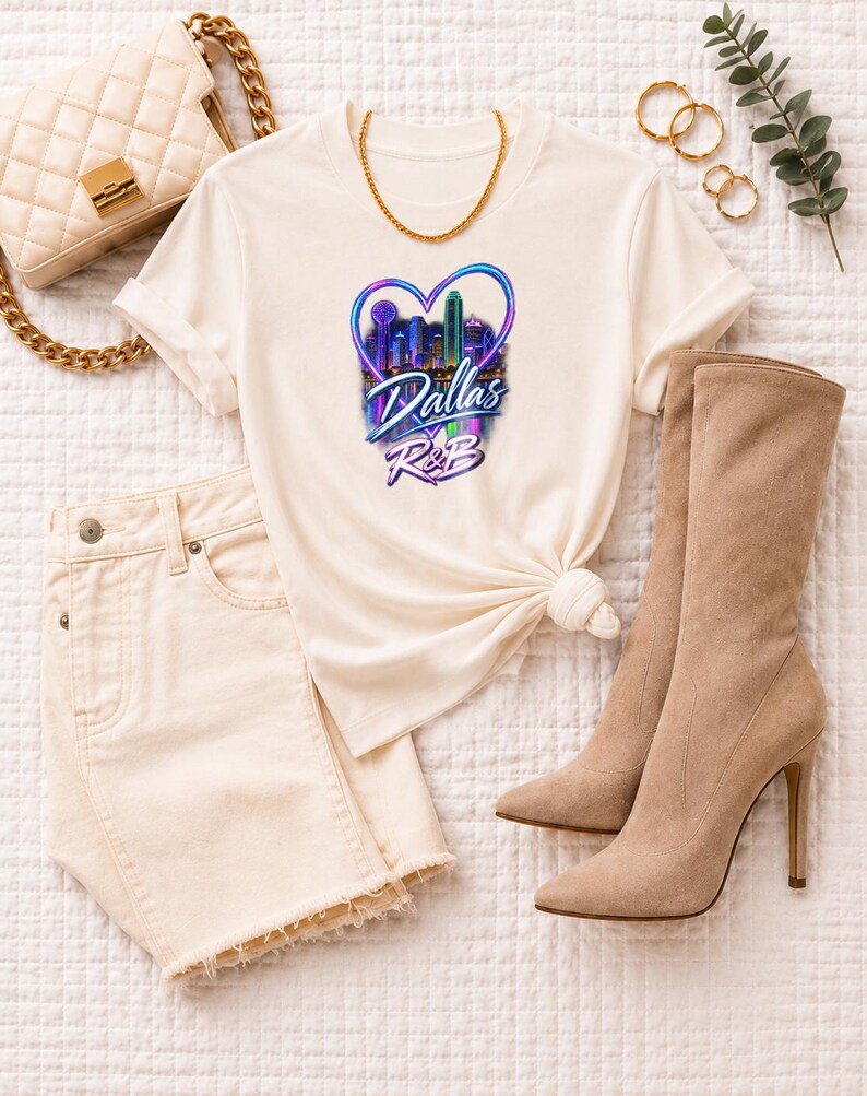 Comfort Colors Dallas RnB Concert Shirt, Neon Heart Skyline Night Out Tee for Black Women, Grown and Sexy Gift image 6