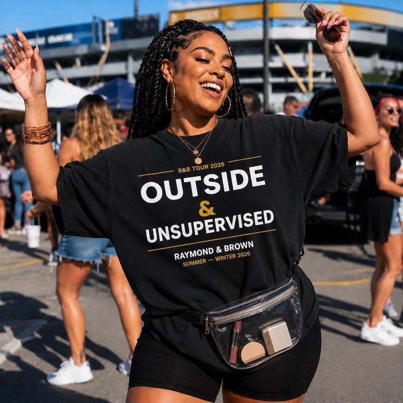 Outside and Unsupervised R&B Tour 2026 Concert Tee | Raymond and Brown | Black Women Concert Outfit | Comfort Colors | Stadium Shirt image 3